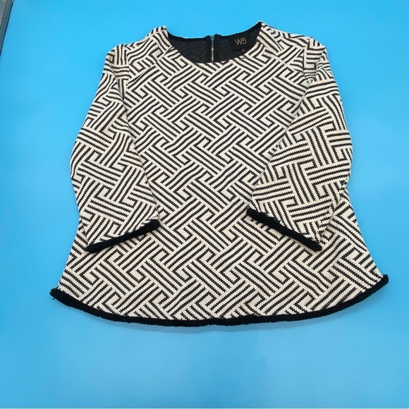 W5 Tops - Anthropologie W5 Black and White Patterned Top Fringe Trim Size Large